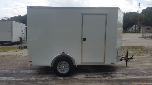 6x10 SA Trailer - White, Ramp, Side Door, Extra Height