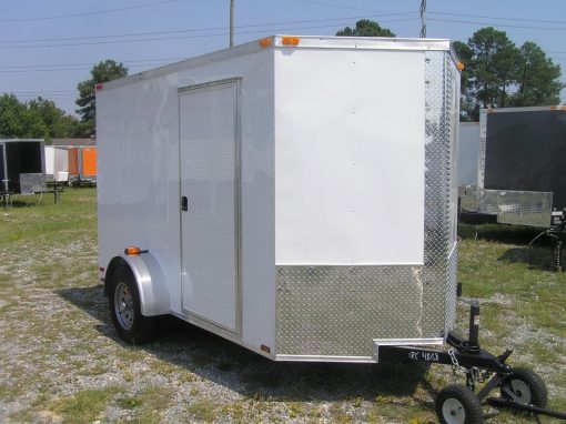 6x10 SA Trailer - White, Ramp, Side Door, Extra H, Stab Jacks