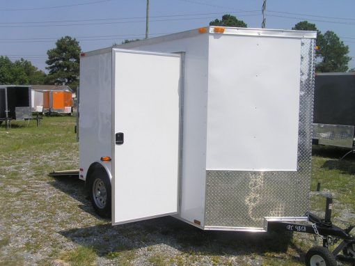 6x10 SA Trailer - White, Ramp, Side Door, Extra H, Stab Jacks