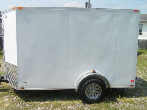 6x10 SA Trailer - White, Ramp, Side Door, Extra H, Stab Jacks