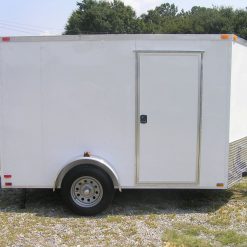 6x10 SA Trailer - White, Ramp, Side Door, Extra H, Stab Jacks