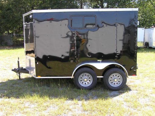 6x10 TA Trailer - Black, Double Barn Doors, Side Door, Extra Height, Windows