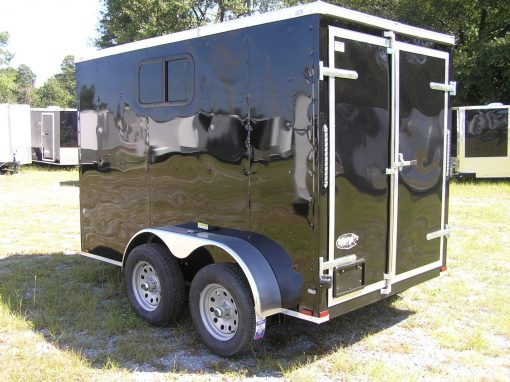 6x10 TA Trailer - Black, Double Barn Doors, Side Door, Extra Height, Windows