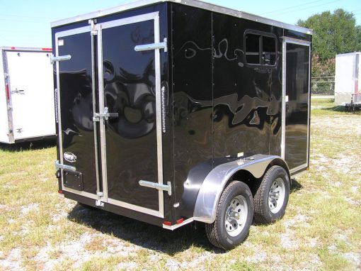 6x10 TA Trailer - Black, Double Barn Doors, Side Door, Extra Height, Windows