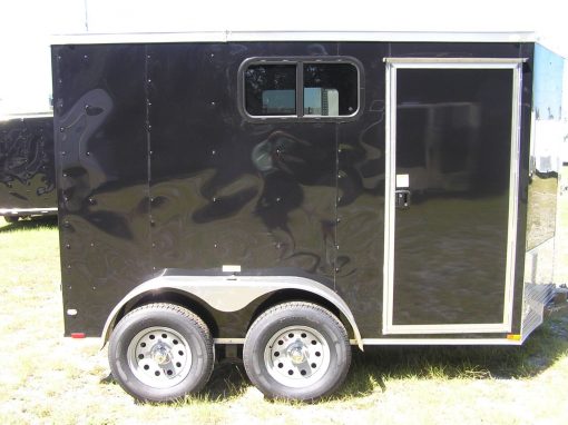 6x10 TA Trailer - Black, Double Barn Doors, Side Door, Extra Height, Windows