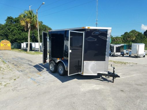 6x10 TA Trailer - Black, Double Abrn Doors, Side Door, Extra Height