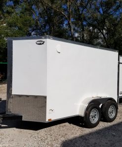 6x10 TA Trailer - White, Double Barn Doors, Side Door, Extra Height, Bar Lock