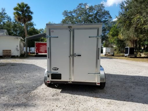 6x10 TA Trailer - White, Double Barn Doors, Side Door, Extra Height, Bar Lock