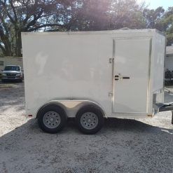 6x10 TA Trailer - White, Double Barn Doors, Side Door, Extra Height, Bar Lock