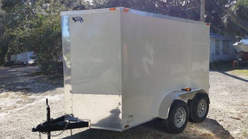 6x10 TA Trailer - White, Double Barn Doors, Side Door, Extra Height