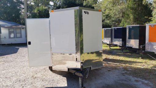 6x10 TA Trailer - White, Double Barn Doors, Side Door, Extra Height