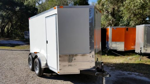 6x10 TA Trailer - White, Double Barn Doors, Side Door, Extra Height