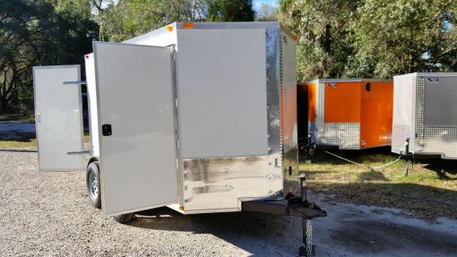 6x10 TA Trailer - White, Double Barn Doors, Side Door, Extra Height