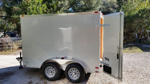 6x10 TA Trailer - White, Double Barn Doors, Side Door, Extra Height