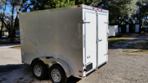 6x10 TA Trailer - White, Double Barn Doors, Side Door, Extra Height