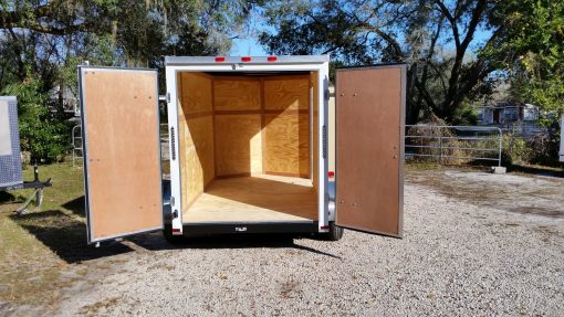 6x10 TA Trailer - White, Double Barn Doors, Side Door, Extra Height