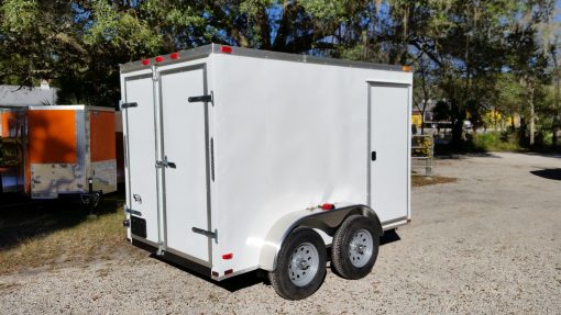 6x10 TA Trailer - White, Double Barn Doors, Side Door, Extra Height