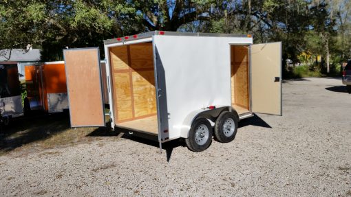 6x10 TA Trailer - White, Double Barn Doors, Side Door, Extra Height