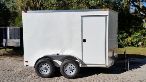 6x10 TA Trailer - White, Double Barn Doors, Side Door, Extra Height