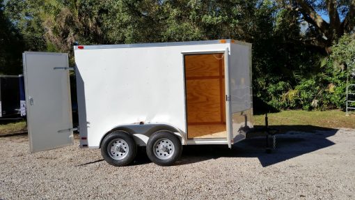 6x10 TA Trailer - White, Double Barn Doors, Side Door, Extra Height