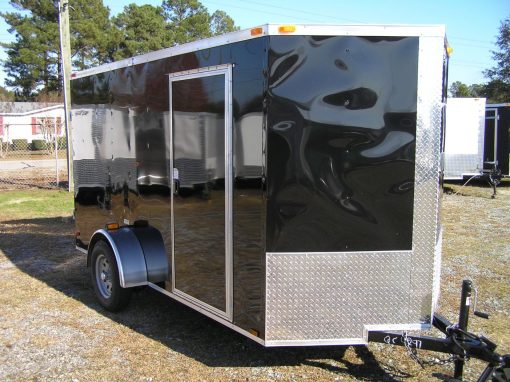 6x12 SA Trailer - Black, Double Doors, Side Door, Extra Height