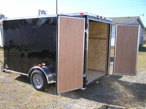 6x12 SA Trailer - Black, Double Doors, Side Door, Extra Height