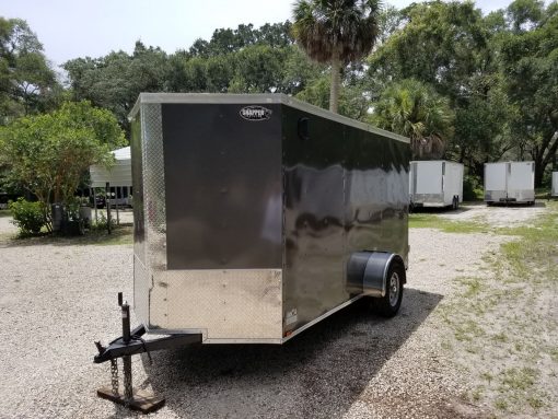 6x12 SA Trailer - White, Double Doors, Side Door, Extra Height