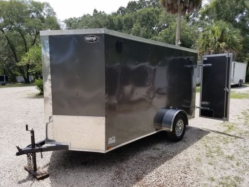 6x12 SA Trailer - White, Double Doors, Side Door, Extra Height