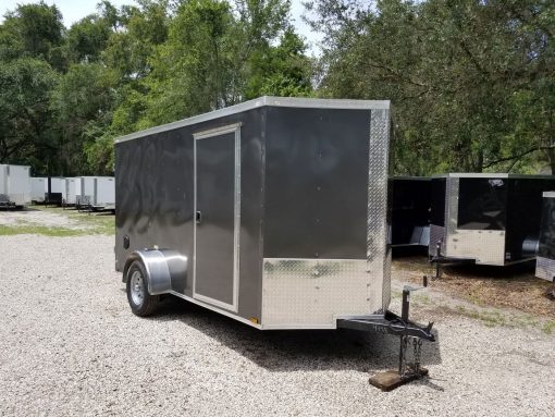 6x12 SA Trailer - White, Double Doors, Side Door, Extra Height