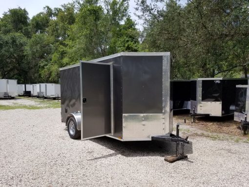 6x12 SA Trailer - White, Double Doors, Side Door, Extra Height