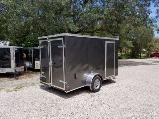 6x12 SA Trailer - White, Double Doors, Side Door, Extra Height