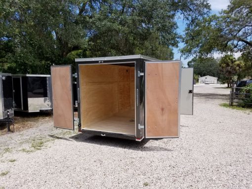 6x12 SA Trailer - White, Double Doors, Side Door, Extra Height