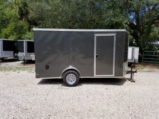 6x12 SA Trailer - White, Double Doors, Side Door, Extra Height