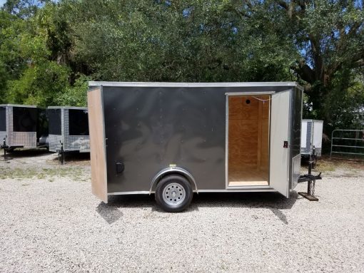 6x12 SA Trailer - White, Double Doors, Side Door, Extra Height