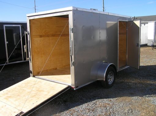 6x12 SA Trailer - Pewter, Ramp, Side Door, Extra Height