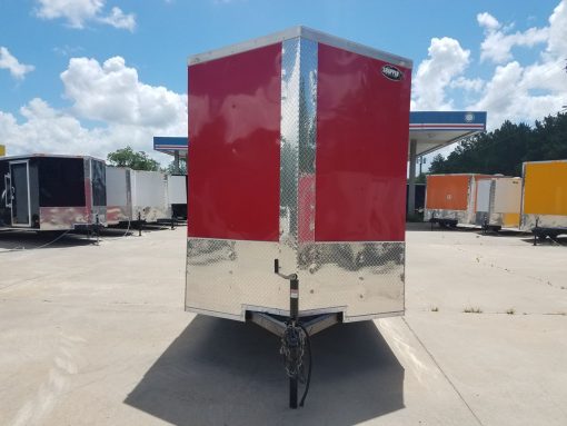 6x12 SA Trailer - Red, Double Doors, Side Door, Extra Height, ATP Wrap