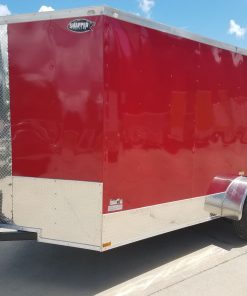 6x12 SA Trailer - Red, Double Doors, Side Door, Extra Height, ATP Wrap