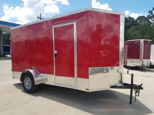 6x12 SA Trailer - Red, Double Doors, Side Door, Extra Height, ATP Wrap