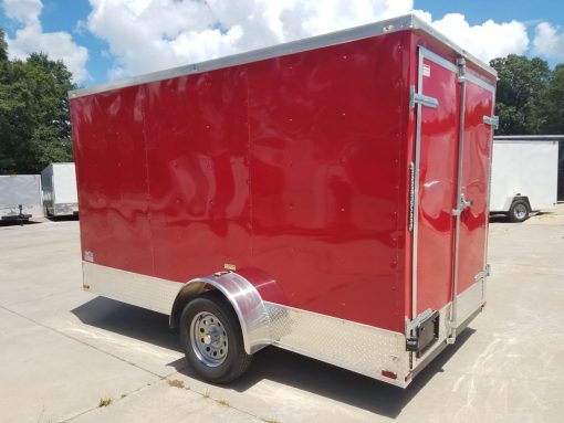 6x12 SA Trailer - Red, Double Doors, Side Door, Extra Height, ATP Wrap