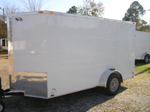 6x12 SA Trailer - White, Double Doors, Side Door, Extra Height