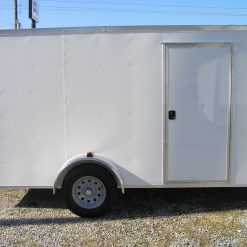 6x12 SA Trailer - White, Double Doors, Side Door, Extra Height