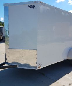 6x12 SA Trailer - White, Double Doors, Side Door, Extra Height, Side Vents