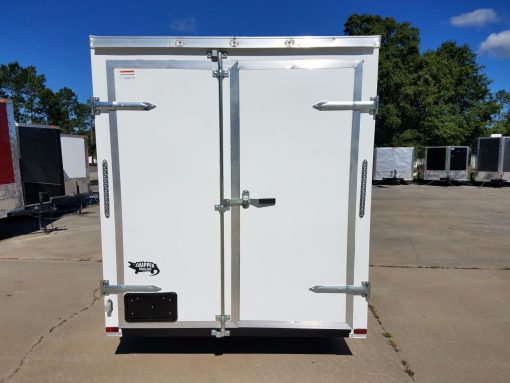 6x12 SA Trailer - White, Double Doors, Side Door, Extra Height, Side Vents