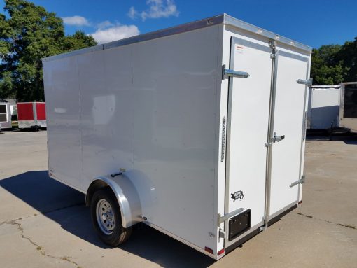 6x12 SA Trailer - White, Double Doors, Side Door, Extra Height, Side Vents