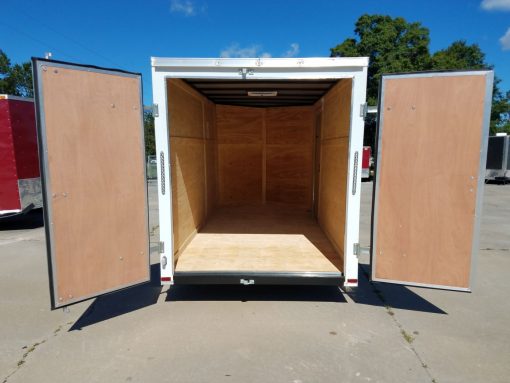 6x12 SA Trailer - White, Double Doors, Side Door, Extra Height, Side Vents