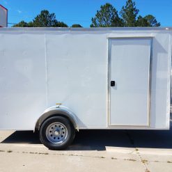 6x12 SA Trailer - White, Double Doors, Side Door, Extra Height, Side Vents