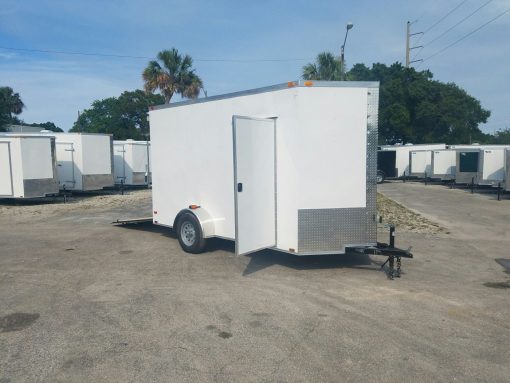 6x12 SA Trailer - White, Ramp, Side Door, Extra Height