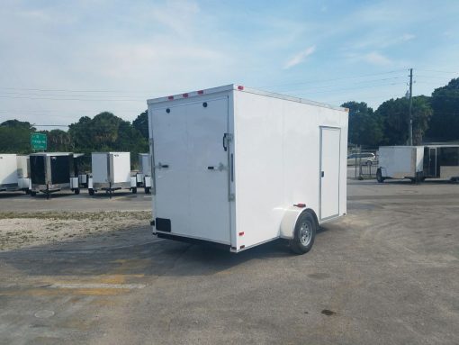 6x12 SA Trailer - White, Ramp, Side Door, Extra Height