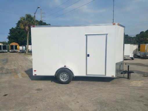 6x12 SA Trailer - White, Ramp, Side Door, Extra Height