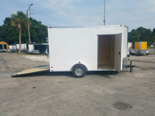 6x12 SA Trailer - White, Ramp, Side Door, Extra Height